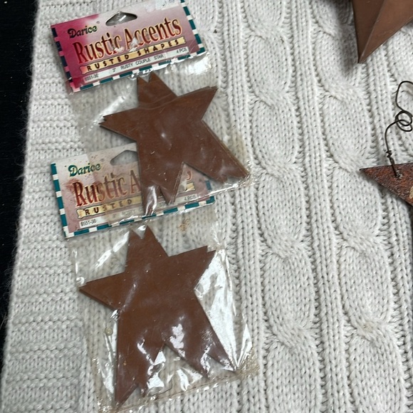 Primitive star lot 15 pcs. (14 metal 1 twig/grapevine) 6 can be hung rusty decor - Picture 5 of 6